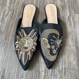 Sun & Moon Black Leather Slide Loafers